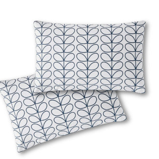 Linear Whale Blue Stem Pattern – Modern Retro Pillowcase