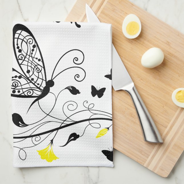 Lineart Butterflies  American MoJo Kitchen towel (Quarter Fold)