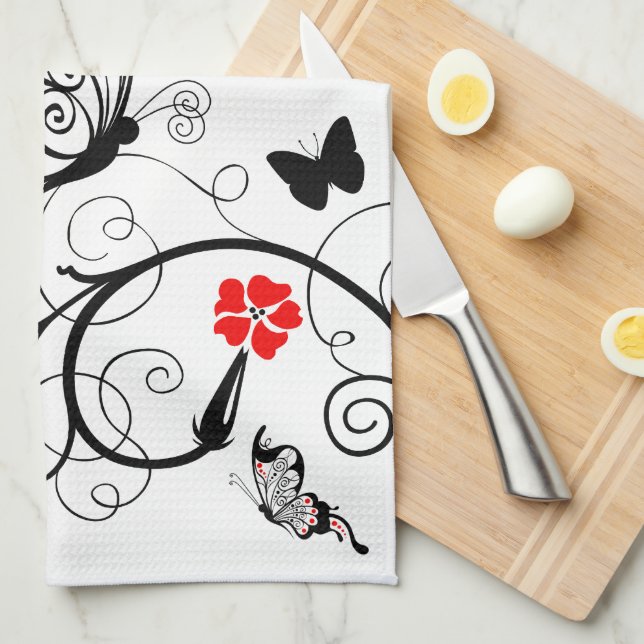 Lineart Butterflies  American MoJo Kitchen towel (Quarter Fold)