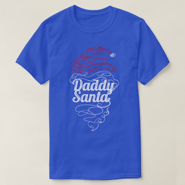 Lineart Daddy Santa Hat And Beard Christmas T-Shirt (Design Front)