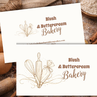 Lineart Elegant Pastel Bakery Branding Business Card