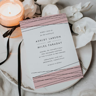 Lineation Wedding Invitation Blush & Black