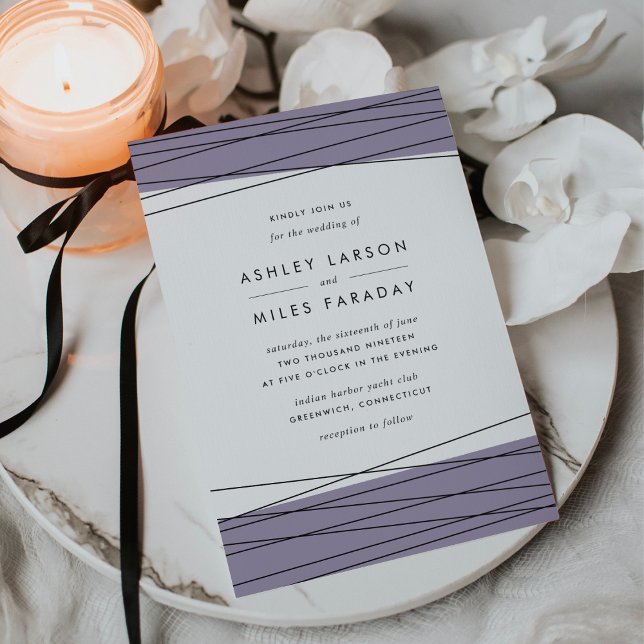 Lineation Wedding Invitation | Grey Lilac (Creator Uploaded)