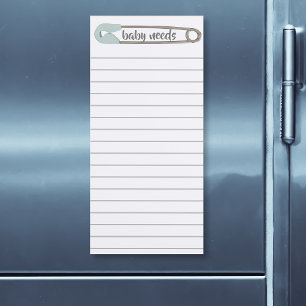 Lined Baby Shower Blue Magnetic Notepad