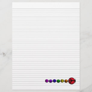 Lined Binder Paper 8.5"x11" Ladybug Peace Rainbow