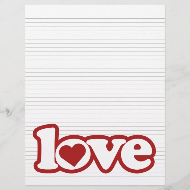 Lined Binder Paper Love 8.5"x11" Fits Avery Custom (Front)
