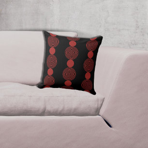 Lined Black & Red Circle Pattern Cushion