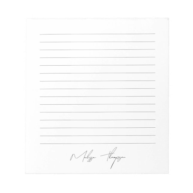 Lined Business Name Signature Script Office Notepad (Front)