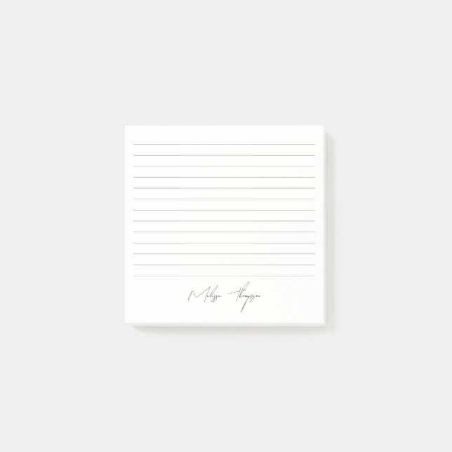 Lined Business Name Signature Script Office Post-it Notes (Front)