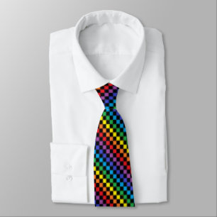 Lined Chequered Rainbow and Black Tie