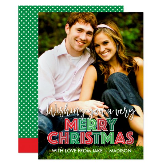 Lined Christmas Letters Overlay Holiday Photo Card
