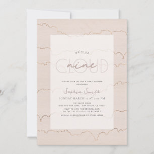 Lined Cloud 9 Pink Sky Watercolor Girl Baby Shower Invitation
