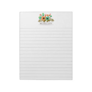 Lined Floral Bouquet Personalised Business Notepad