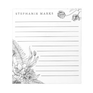 Lined floral personalised notepad