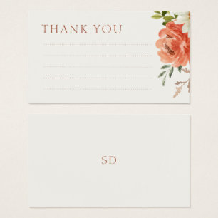 Lined Floral Wedding Thank You Note Enclosure Card