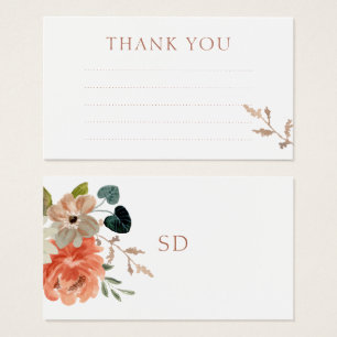 Lined Floral Wedding Thank You Note Enclosure Card