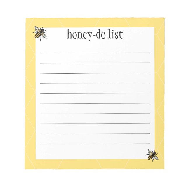 Lined Honey-Do To-Do List Notepad (Front)