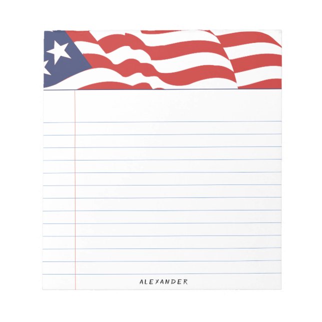 Lined Independence Day American Flag Graphic Notepad (Front)