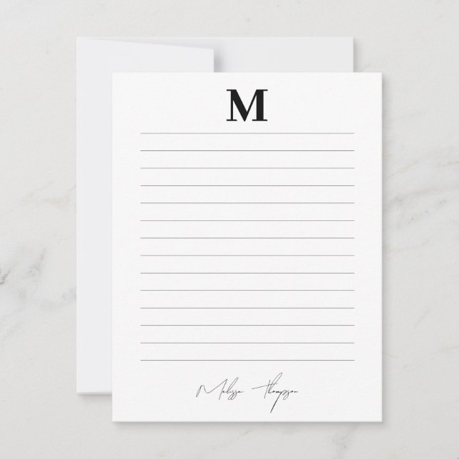 Lined Initial & Name Personal Signature Script Card (Front)