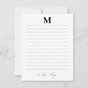 Lined Initial & Name Personal Signature Script Card