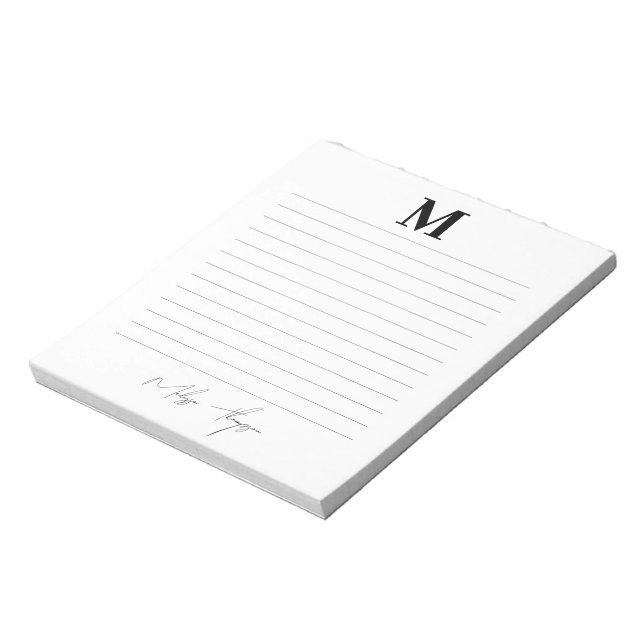 Lined Initial & Name Personal Signature Script Notepad (Rotated)