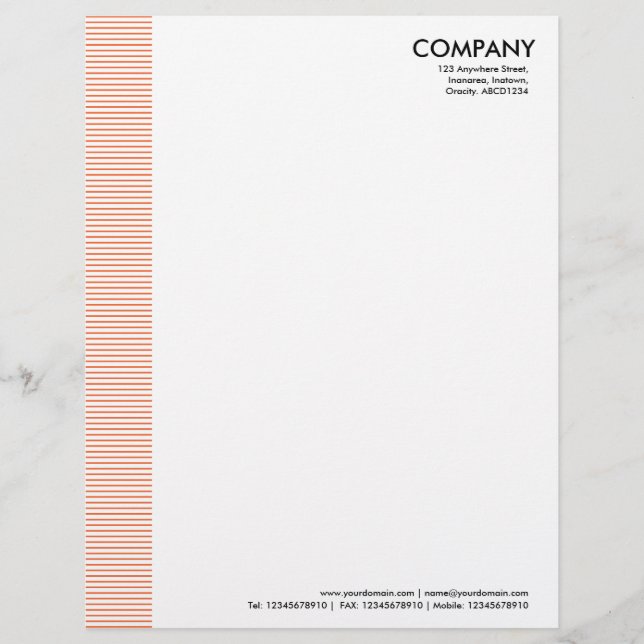 Lined Margin - Autumn Orange Personalised Letterhead (Front)
