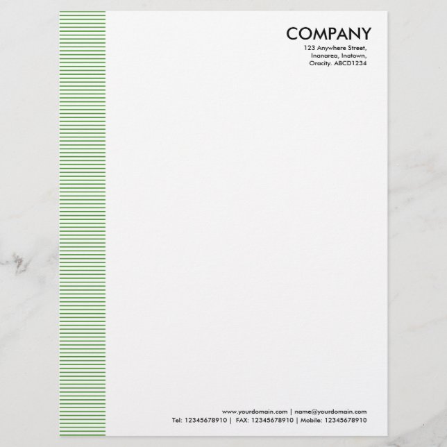 Lined Margin - Avocado Green Customized Letterhead (Front)