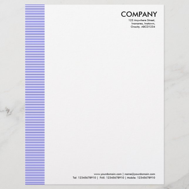 Lined Margin - Blue Personalised Letterhead (Front)