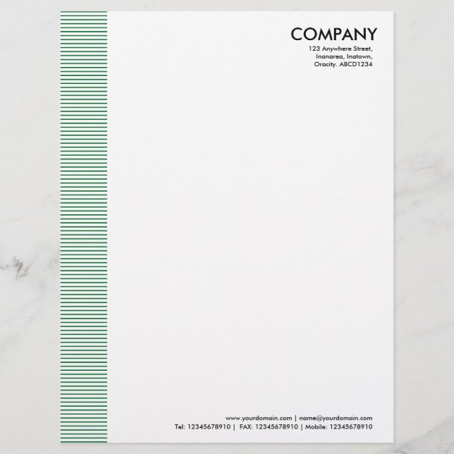 Lined Margin - Forest Green Letterhead Template (Front)