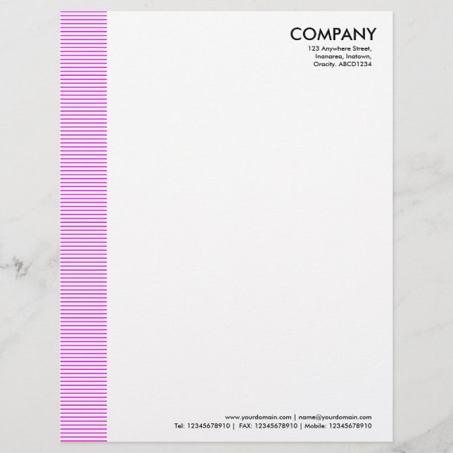 Lined Margin - Magenta Customised Letterhead (Front)