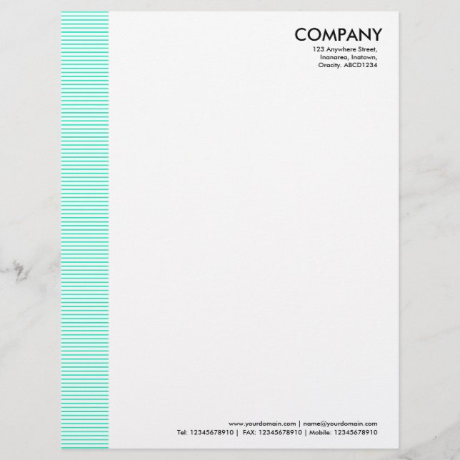 Lined Margin - Turquoise Custom Letterhead (Front)