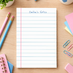 Lined Notebook Paper Customisable Handwritten Name Post-it Notes