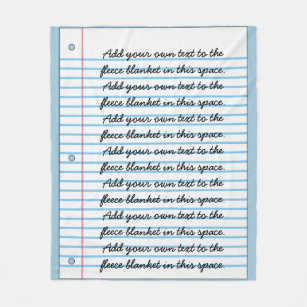 Lined Notebook Paper Look Add Your Own Writing Fleece Blanket