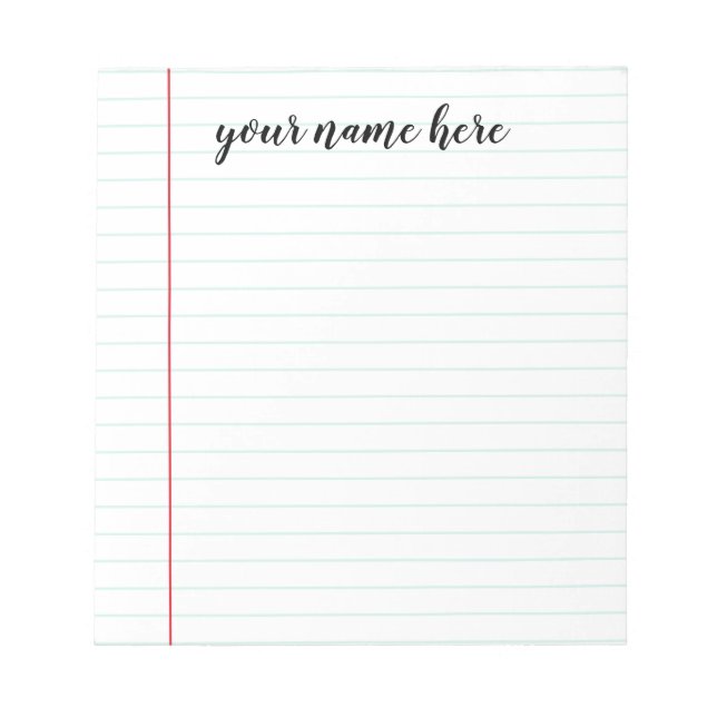Lined Notepad Personalised (Front)