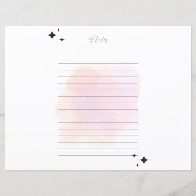 Lined Notes Printable Rose Gold (Back)