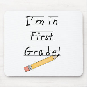 Lined Paper and Pencil First Grade Mouse Mat