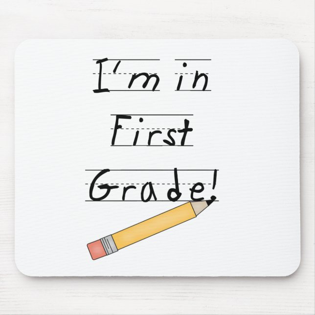 Lined Paper and Pencil First Grade Mouse Mat (Front)