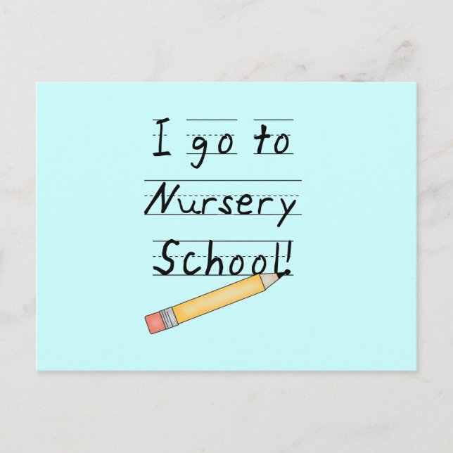 Lined Paper and Pencil Nursery School Postcard (Front)