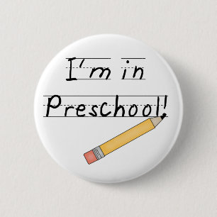Lined Paper and Pencil Preschool 6 Cm Round Badge