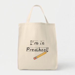 Lined Paper and Pencil Preschool Tote Bag