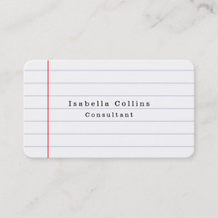 Lined Paper Plain Minimalist Creative Modern Business Card