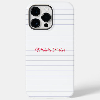 Lined Paper Professional Plain Minimalist Add Name Case-Mate iPhone 14 Pro Max Case