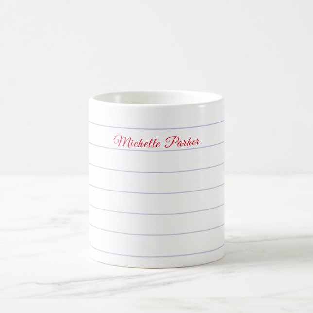 Lined Paper Professional Plain Minimalist Add Name Coffee Mug (Center)