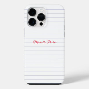 Lined Paper Professional Plain Minimalist Add Name iPhone 14 Pro Max Case