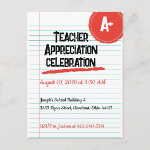 Lined Paper Teacher Thank You Postcard
