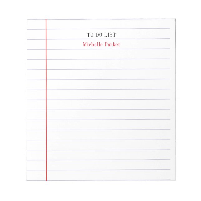 Lined Paper TO DO LIST Plain Minimalist Modern Notepad (Front)