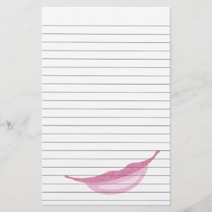 Lined Paper With Smile in Glittery Pink