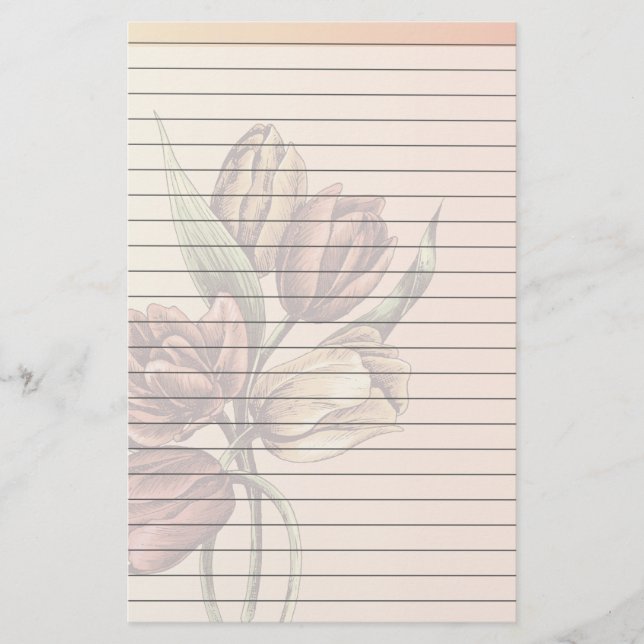 Lined Paper With Tulips (Front)
