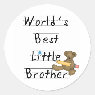 Lined Paper World's Best Little Brother Classic Round Sticker