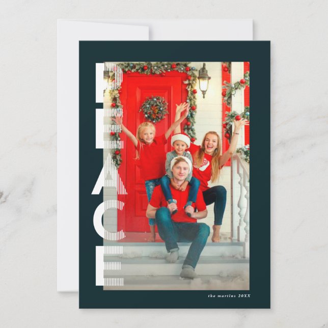 Lined Peace Holiday photo card in White (Front)